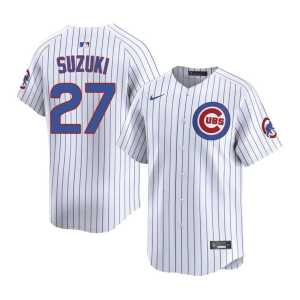#27 Chicago Cubs Men White Seiya Suzuki Player Jerseys - Image 1