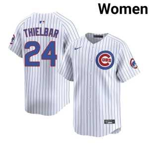 #24 Embroidery Women's Cubbies White Caleb Thielbar Jerseys - Image 1