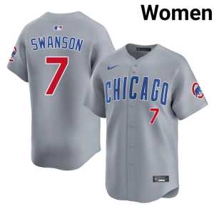 #7 Womens Gray Chicago Cubbies Replica Dansby Swanson Jerseys - Image 1