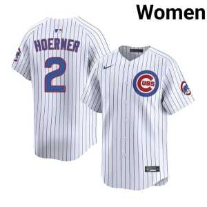 #2 Nico Hoerner Women Authentic Cubs White Jerseys - Image 1