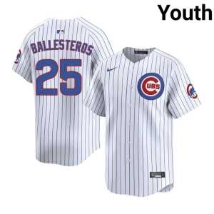 #25 Chicago Cubbies Moises Ballesteros White MLB Youth Jerseys - Image 1
